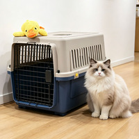 Cage de transport ergonomique pour chien et chat en plastique, avec poignée supérieure, approuvée par les compagnies aériennes, pour les voyages courts et longs