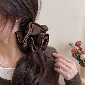 Korean Large Scrunchies <b>Sweet</b> Fluffy Striped Elastic Hairbands American Style Fabric Hair Ties Accessory - Product Image 4