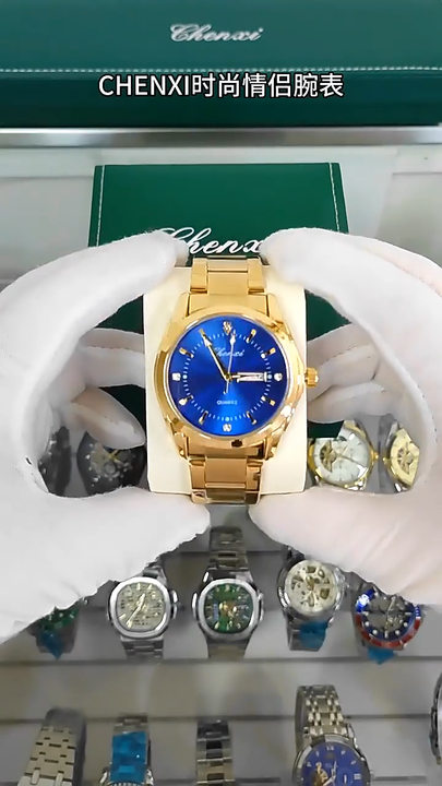 CHENXI 022 Fashion Couple Watch Stainless Steel Waterproof Quartz Watches  Date Calendar Women Diamond Watch Luxury Men Bracelet