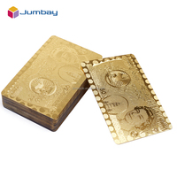 Personnalisation professionnelle personnalisée, cartes de poker américaines plaquées or 24 carats, cartes à jouer dorées, Jumbay OEM LOGO, MOQ 1000 pièces