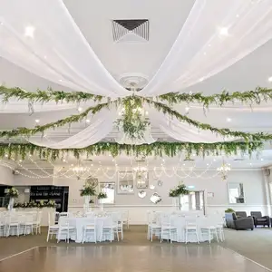White Ceiling Drapes For Weddings 5ftx10ft Wedding Arch Draping Fabric Chiffon Curtain For Party Wedding Decoration