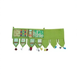 Toran patchwork fait main, brodé vert, pour porte, rideau suspendu, bannière décorative, art mural pour fenêtre, cadeau pour elle - Product Image 2