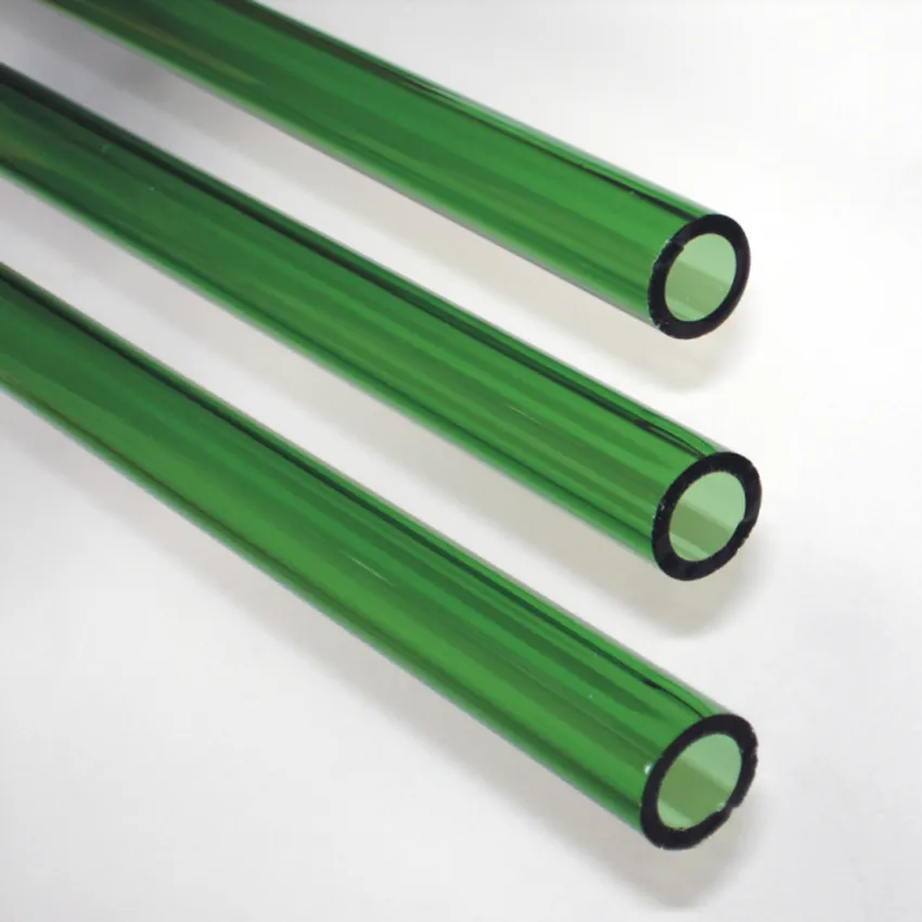 Yeşil çin tedarikçiler renkli borosilikat cam tüp temizle borular cam boru için en iyi fiyat