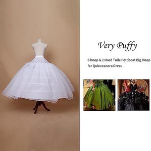 <span class=keywords><strong>Jupon</strong></span> <span class=keywords><strong>long</strong></span> pour <span class=keywords><strong>femme</strong></span>, crinoline avec 6 cerceaux et 2 couches de <span class=keywords><strong>tulle</strong></span> pour robe de Quinceañera et robe de mariée - Product Image 5