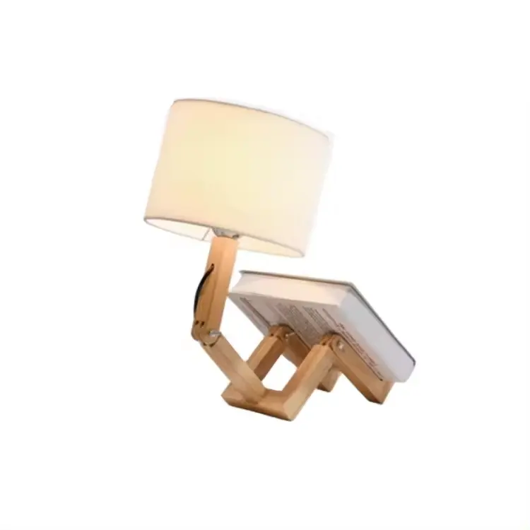 Lâmpada de mesa moderna de led para decoração de casa, lâmpada de mesa para quarto de hotel, presente infantil, perna de madeira branca, lâmpada de mesa moderna nórdica