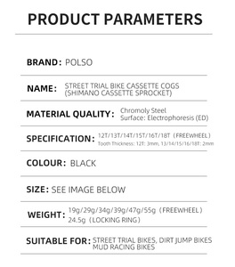 Pièces <span class=keywords><strong>de</strong></span> roue libre <span class=keywords><strong>de</strong></span> vélo POLSO Bmx pignon <span class=keywords><strong>de</strong></span> <span class=keywords><strong>Cassette</strong></span> <span class=keywords><strong>de</strong></span> vélo en acier CRMO haute résistance avec anneau <span class=keywords><strong>de</strong></span> verrouillage - Product Image 4