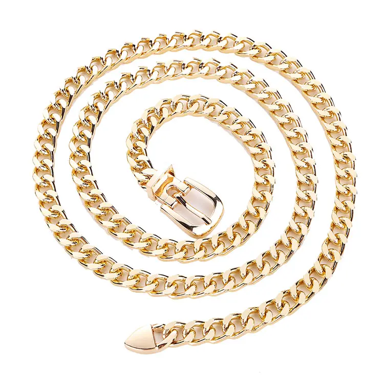 best selling high quality Fashion Cuban Link Chain Belt Adjustable Long Alloy Chain Belt for Women