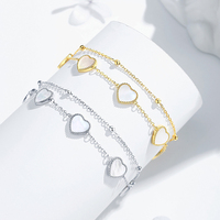 Pulsera de Moda para Mujer Dan Jewelry, Pulsera de Perlas con Corazón para Uso Diario, Regalo de Aniversario, Plata de Ley 925