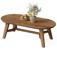 Table basse ovale commerciale Tribesigns de 47 pouces en pin massif, mobilier de qualité professionnelle pour hall d'hôtel, bureau, hôtellerie B2B