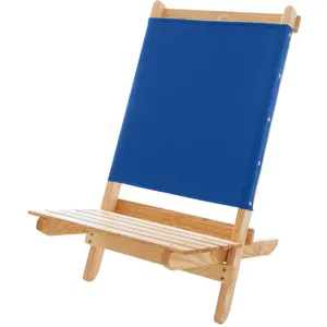 Kursi Pantai Luar Ruangan Lipat Kanvas Oxford Sandaran Kursi Bersarang Portabel Istirahat Makan Siang Kursi Santai Kayu dengan Tali Bahu
