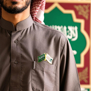 En stock amitié saoudienne double-drapeau broche broches double-drapeau émail métal badges fête nationale et échange diplomatique culturel personnalisé - Product Image 5
