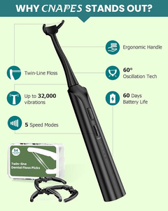 Kit de <span class=keywords><strong>fil</strong></span> <span class=keywords><strong>dentaire</strong></span> électrique avec gratte-langue, sans eau, sans dégâts |   <span class=keywords><strong>Fil</strong></span> <span class=keywords><strong>dentaire</strong></span> à glisse facile pour un soin doux des gencives, sans <span class=keywords><strong>fil</strong></span>, puissance sonique - Product Image 5