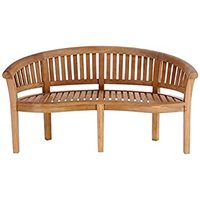 Banc de jardin en bois de teck massif Banc banane/cacahuète au design moderne pour meubles de patio d'extérieur inspiré de l'Indonésie