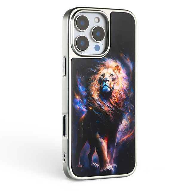 Sunglasses Lion Pattern Laser Printing Hard PC TPU Mobile Phone Cover Case for iphone Camera Protector13 14 15 16 Pro Max Plus
