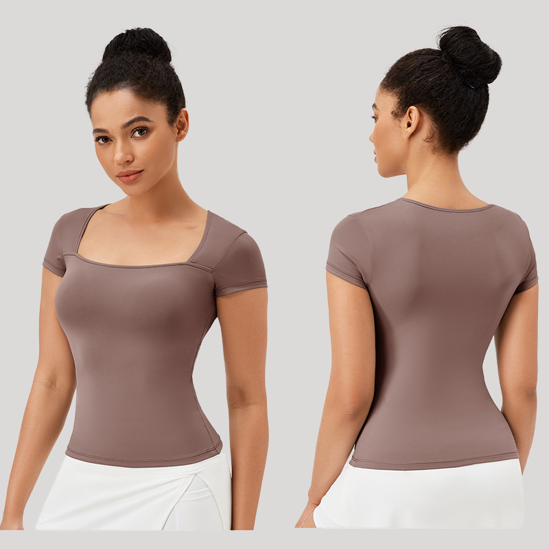 Quick-Dry Trim Fit Short Sleeve Lady Custom Sports Yoga Fitness High Quality Gym Workout Plus Size T-Shirts Top for Women