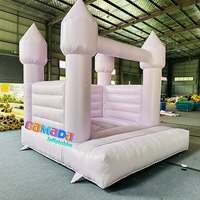 Rumah Loncat Tiup Warna Putih Pastel Pink Kelas Komersial, Bahan PVC, Tiup, Untuk Dalam Ruangan, Ukuran Kecil