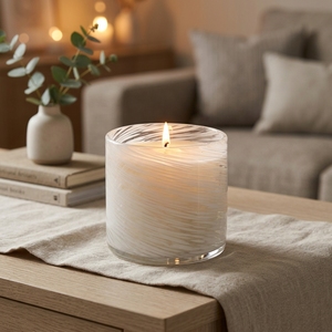Porte-bougie cylindrique en verre fait main 8oz, résistant à la chaleur, décoratif de Noël, pour la décoration intérieure - Product Image 4
