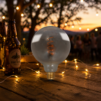 Ampoule LED à filament en stock, style Edison G125 E27 4W 180Lms 1800K, en aluminium et verre fumé, pour luminaires suspendus vintage pour lieux de fête