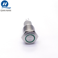 ONPOW 16mm interrupteur à bouton-poussoir rond momentané éclairé (LAS1Y-11/R/12V) (Dia. 16mm)(CE,CCC,ROHS,REECH)