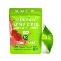 Emballage personnalisé pour suppléments gommeux – Sachet refermable mat à fermeture éclair pour gommes au vinaigre de cidre de pomme sans sucre et Keto