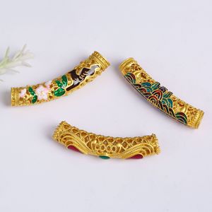 Accessoires de bijoux en émail chinois traditionnel, tube incurvé ajouré à motif goutte d'huile, matériau pour la fabrication de bracelets et joncs DIY - Product Image 4
