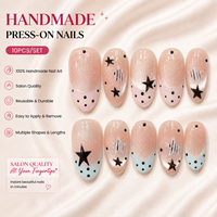 Faux Ongles Press-On Faits Main Y2K Star Cat Eye, Vente en Gros, 10 Pièces, Ongles Artificiels en Acrylique Réutilisables, Courts, Moyens, Ovales