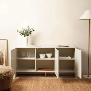 Grande armoire de rangement moderne blanche et brillante avec portes à motifs gaufrés <span class=keywords><strong>Buffet</strong></span> de rangement <span class=keywords><strong>Buffet</strong></span> - Product Image 2