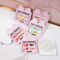 Fournisseur d'ongles 12 pièces petite fille enfants ongles conseils avec manucure décoration 3D strass mignon dessin animé presse sur les ongles des enfants