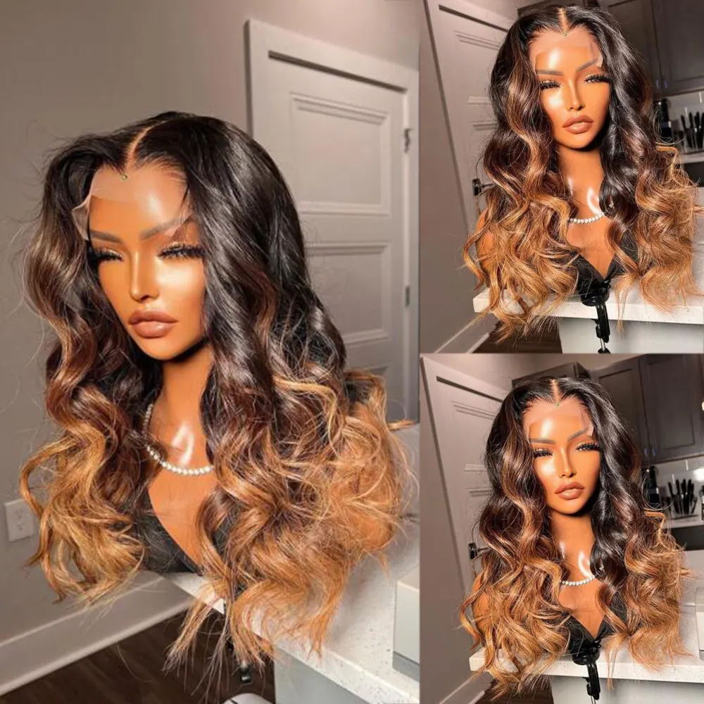 Brazilian Hair HD Lace Frontal Wig Ombre Body Wave Wigs Virgin Human Hair Transparent Lace Front Wigs For Black Women