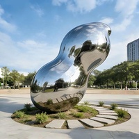 Grande sculpture abstraite creuse en forme d'arachide en acier inoxydable, décoration artistique en métal pour l'aménagement extérieur, statue pour place publique, hôtel, jardin