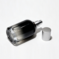 30ml 50ml 100ml Bernsteinfarbene Schwarze Gradienten-Zylindrische Glas-Parfümflasche mit Silberkappe, Leere Flasche mit Kostenlosem Proben-Pumpzerstäuber