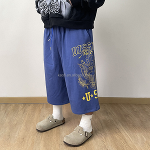 Pantaloncini sportivi 3/4 personalizzati in cotone 100% pesante, lavaggio acido, estivi, <span class=keywords><strong>oversize</strong></span>, larghi, a capri, lunghi, da uomo - Product Image 2