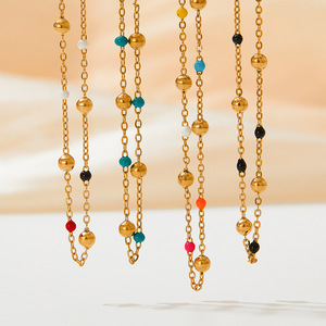 Creative Trendy Dripping Oil Color Necklace Bohemian Style Pendant Gold Silver Plated Stainless Steel Link Chain for Women - Product Image 2