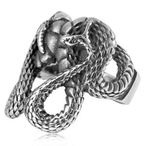 Anillo de serpiente de acero inoxidable yunnique para hombre, diseño de animal del zodiaco plateado, joyería de moda, regalo - Product Image 3