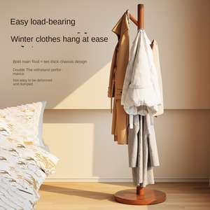 Perchero <span class=keywords><strong>de</strong></span> pie opcional para abrigos, <span class=keywords><strong>de</strong></span> madera, que ahorra espacio, para colgar ropa y sombreros en esquinas. - Product Image 4