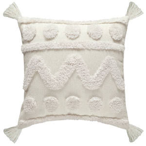 Housse de coussin carrée en coton fait à la main, simple, moderne, pour salon, prix d'usine, simple, blanc, géométrique, nouveau - Product Image 1