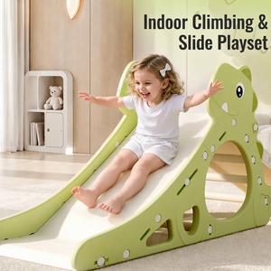 Tobogán de Escalada <span class=keywords><strong>Infantil</strong></span> 4 en 1 para Interiores, Antideslizante, Estructura de Juego de Dinosaurios de HDPE, <span class=keywords><strong>Juguete</strong></span> para Patio de Recreo - Product Image 1