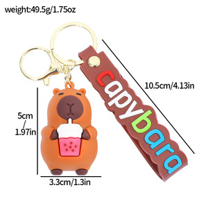 Dễ thương capybara búp bê Keychain mặt dây thiết kế độc đáo Silicone chủ sở hữu chìa khóa cho các trường học Túi Phim hoạt hình móc chìa khóa - Product Image 5