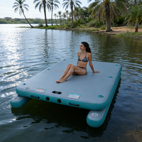 Plateforme de pêche gonflable portable Hailebao en PVC, pont flottant en tissu Drop-stitch, tapis aquatique, tapis pneumatique, skis nautiques