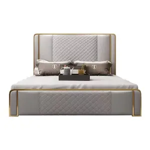 2024 nouvelle arrivée Simple moderne de haute qualité Service chambre ensemble meubles magnifique stockage en cuir lit