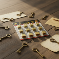 25mm * 12pcs petite clé latérale colorée cadenas ouvert ponçage cuivre côté fer serrures