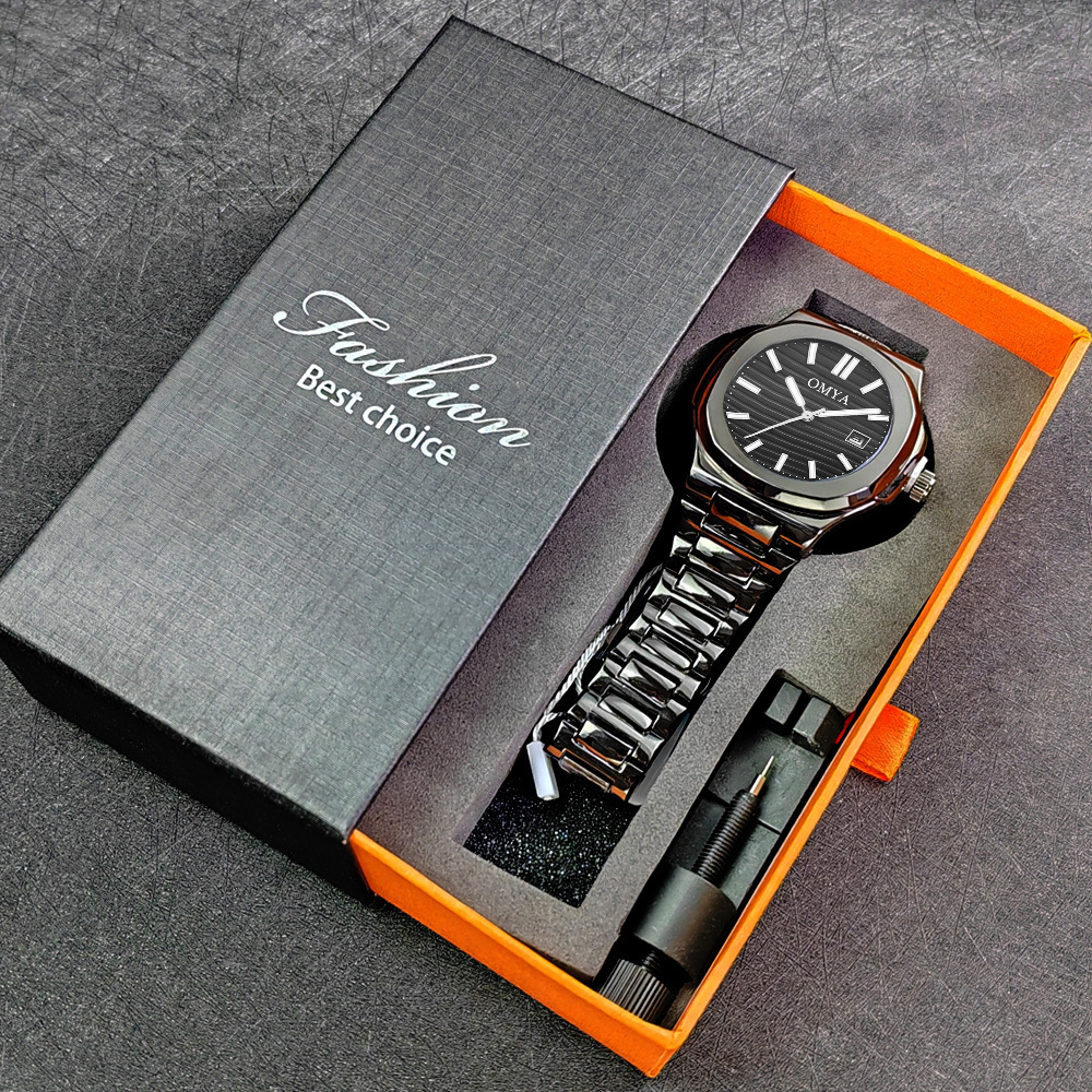 ONOLA Black Ceramic Men's Quartz Wrist Watch Gift Set – Premium Blue Dial Analog Watch with Scratch-Resistant Ceramic Strap, Adjustable Bracelet Tool & Elegant Gift Box