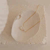 Joyería de fiesta Coreana de moda, cuentas de perlas barrocas irregulares, collar de clavícula de acero inoxidable