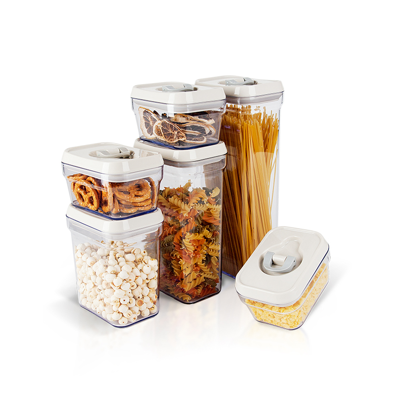 White Lid Plastic Food Storage Jars