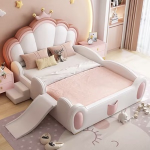Cama Moderna de Princesa para Niños, Directo de Fábrica, Muebles Rosados Populares para Dormitorio Infantil, Cama Suave y Segura con Barandas Personalizables - Product Image 1