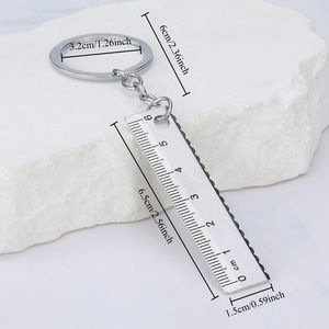 Portachiavi con Righello di Precisione 6cm, Piccolo Righello Dritto in Metallo, Strumento di Misurazione, Design di Lusso, Gioiello Maschile alla Moda, Ciondolo Metallico - Product Image 5