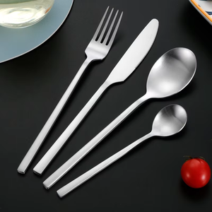 Ensemble de couverts en acier inoxydable brossé mat argenté et plaqué or pour mariage, vente en gros - Product Image 2