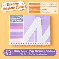 Kombinationsset Sandwich-Notizbuch Multifunktionale Haftnotizen Selbstklebende Erweiterungs-Aufkleber für Schüler Notizblock im Ins-Stil