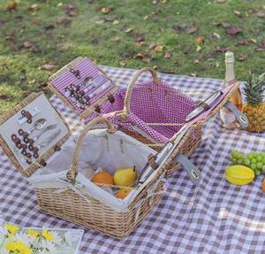 <b>Foldable</b> Lidded Pastoral Rattan Handheld Picnic <b>Basket</b>, Photo Prop for Outdoor Trips & Picnics - Product Image 3