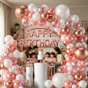 Décoration de fête sur le thème des anniversaires et des princesses, 123 pièces, ballons en latex rose gold, confettis métalliques, guirlande de ballons d'anniversaire, <span class=keywords><strong>kit</strong></span> d'arche de ballons - Product Image 1